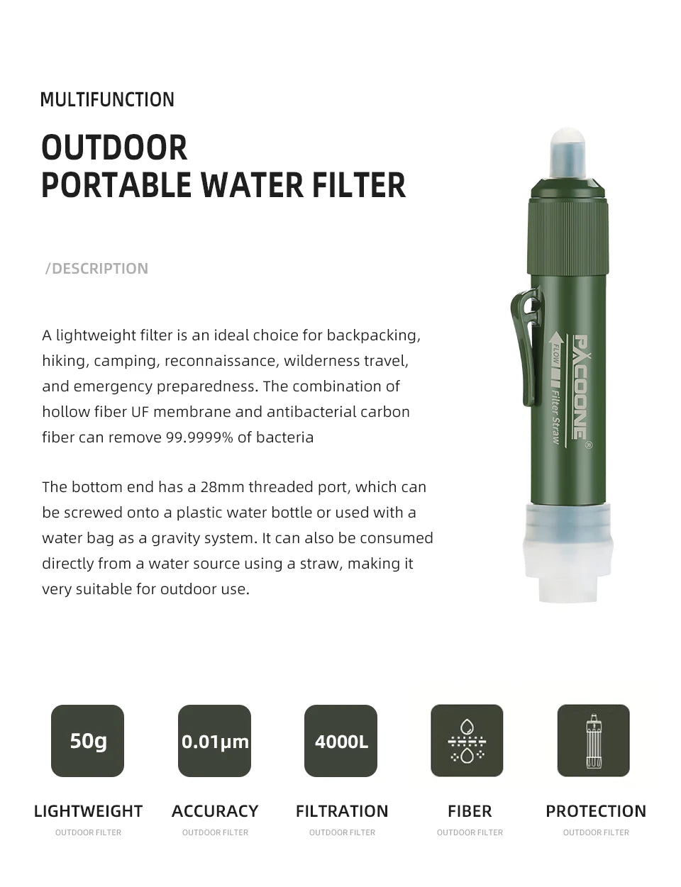 Survival Water Filter Straw