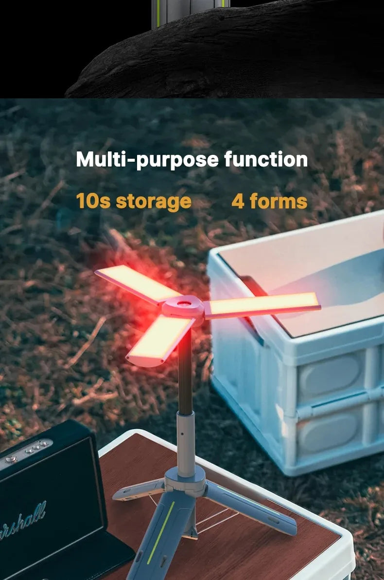 Foldable Camp Lantern with Power Bank - Telescopic Pole, USB Rechargeable