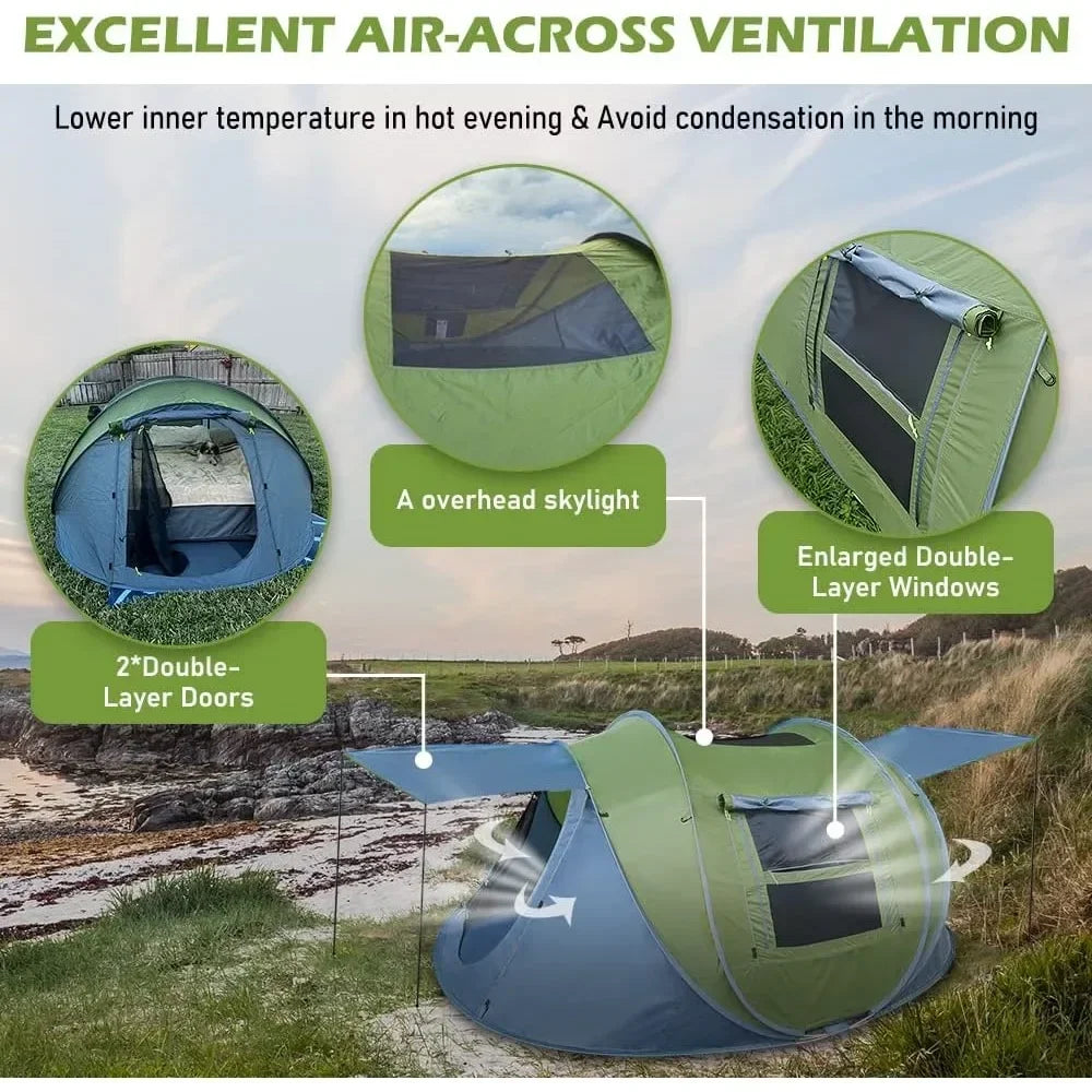 Multi Person Instant Pop-Up Tent with Skylight