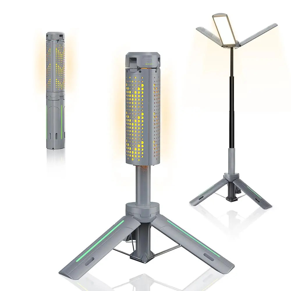 Foldable Camp Lantern with Power Bank - Telescopic Pole, USB Rechargeable