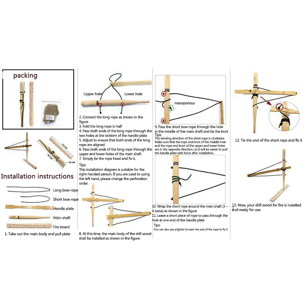 Primitive Bow Drill Fire Starter Kit