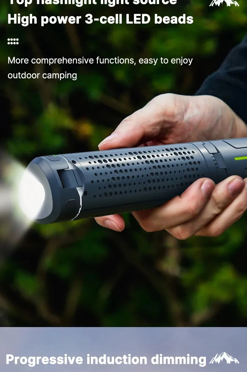 Foldable Camp Lantern with Power Bank - Telescopic Pole, USB Rechargeable