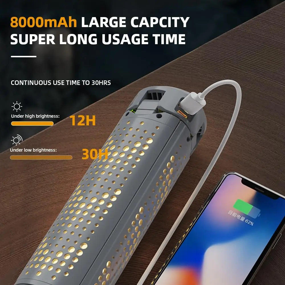 Foldable Camp Lantern with Power Bank - Telescopic Pole, USB Rechargeable
