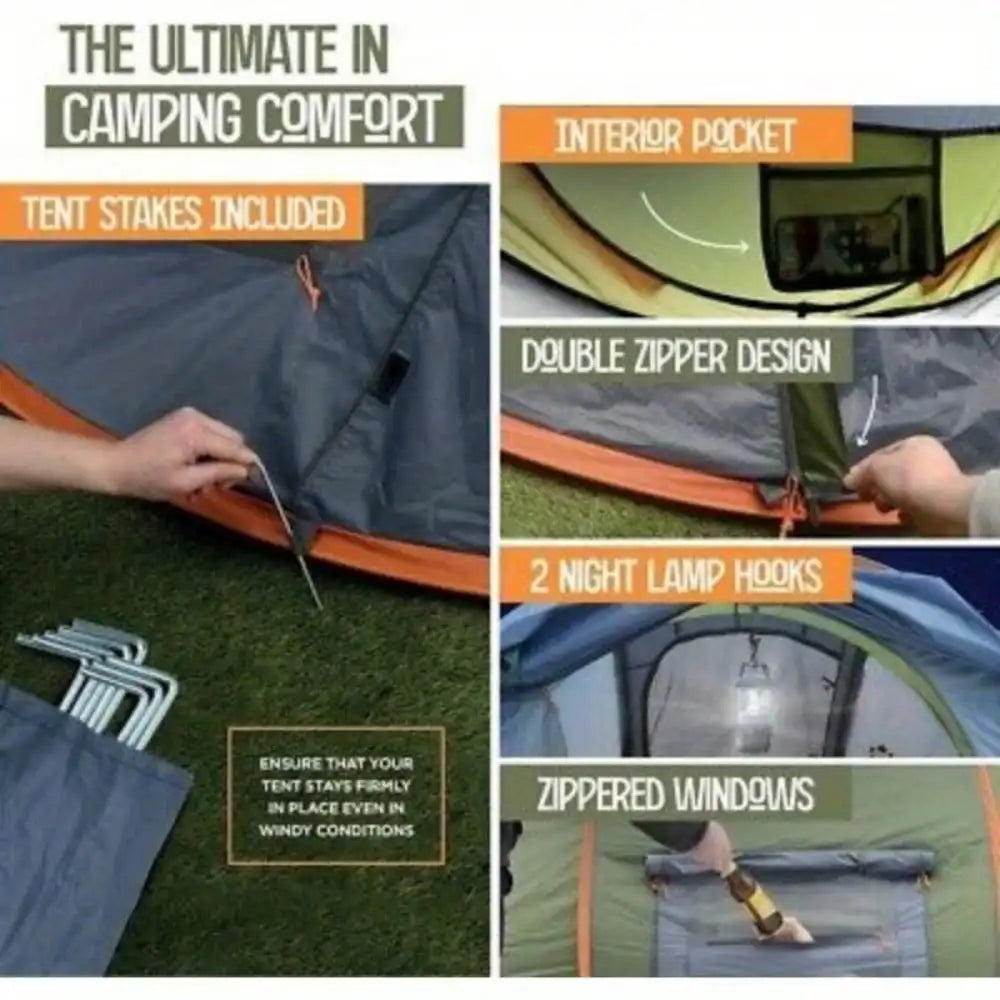 2 Person Foldable Pop-Up Tent - No Pole Assembly
