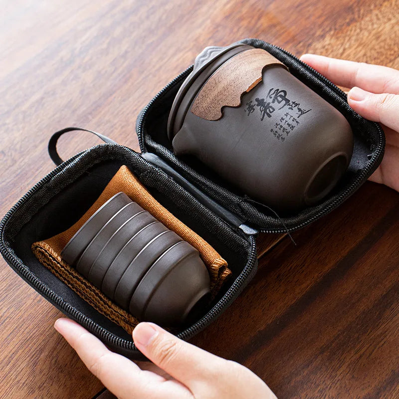 Portable Camp Tea Set — Purple Clay, 6 Cups