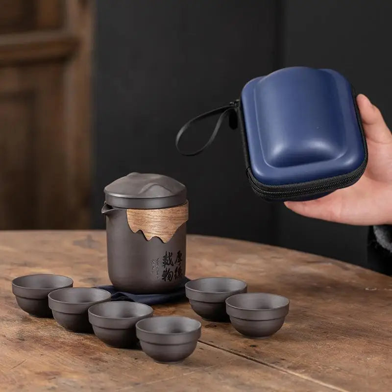 Portable Camp Tea Set — Purple Clay, 6 Cups