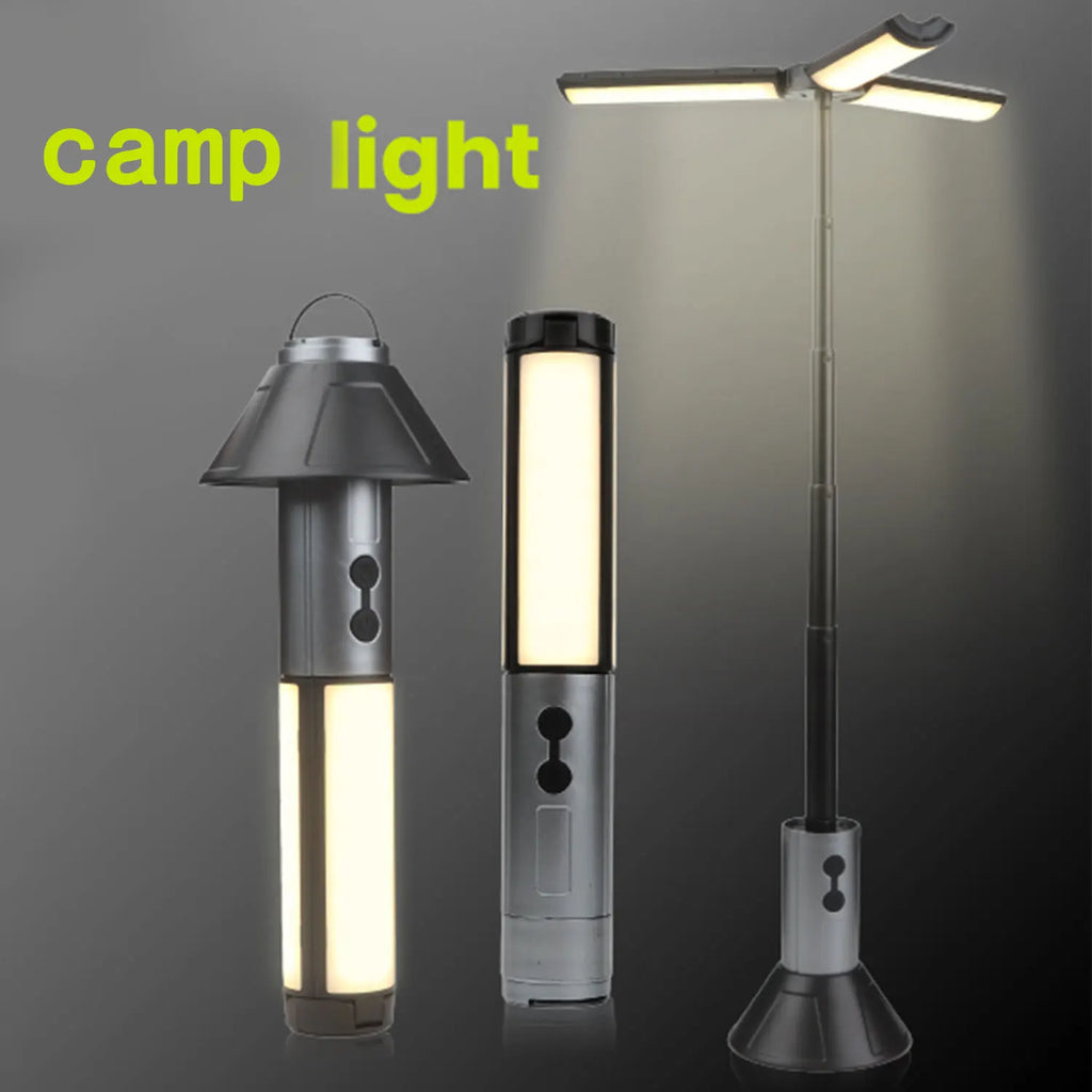 Foldable Camp Lantern with Power Bank - Telescopic Pole, USB Rechargeable