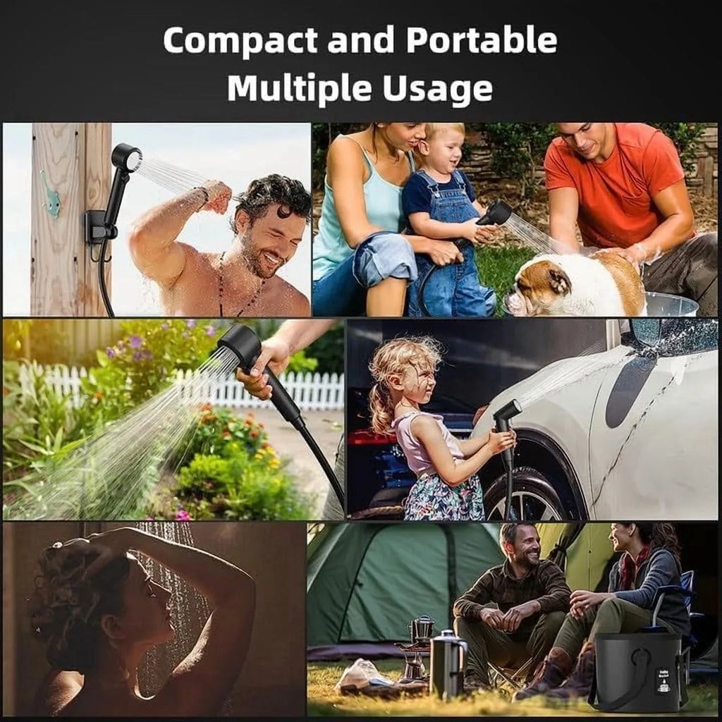 Portable Camp Shower Kit — 8000mAh, 5-Gallon Bucket