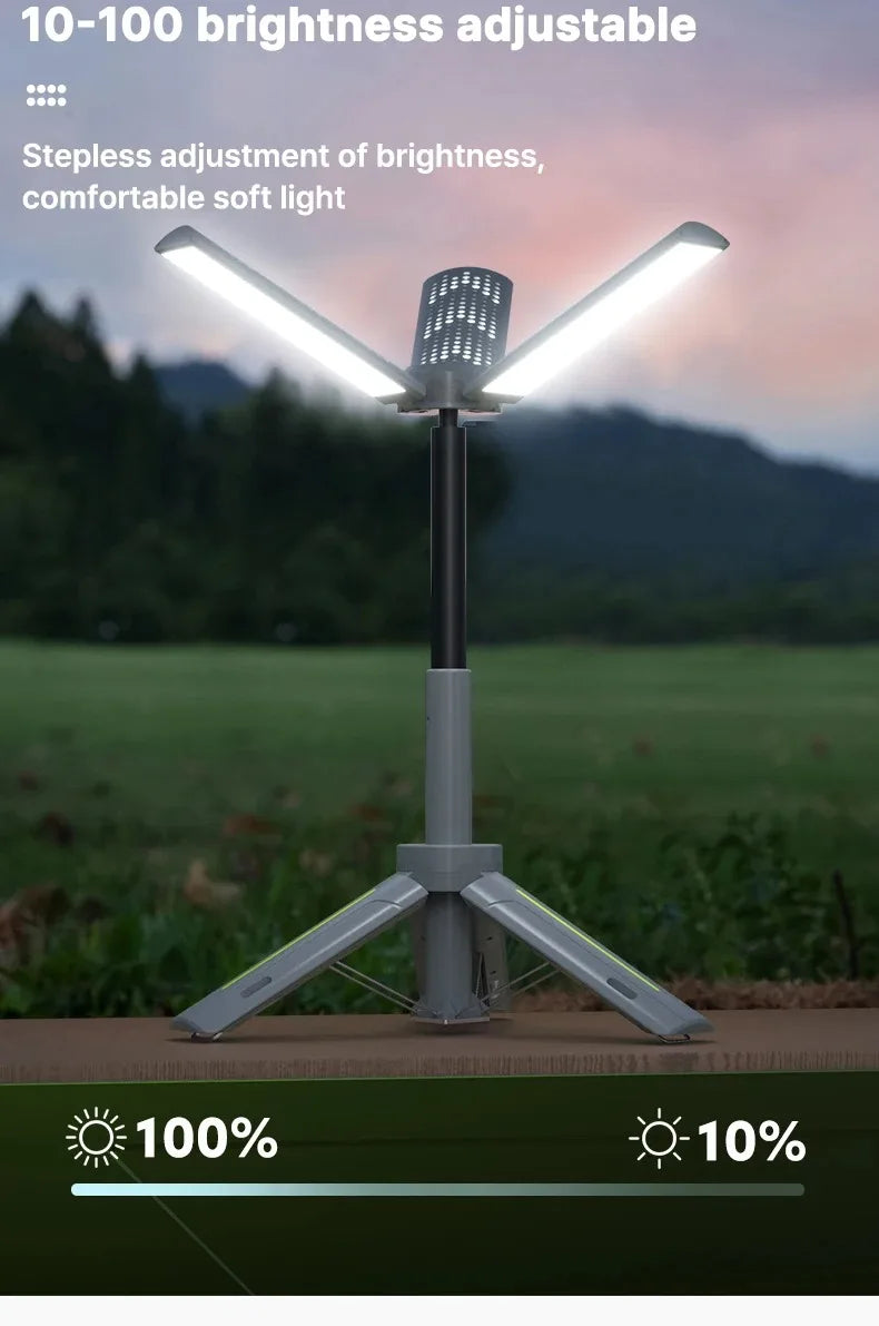 Foldable Camp Lantern with Power Bank - Telescopic Pole, USB Rechargeable