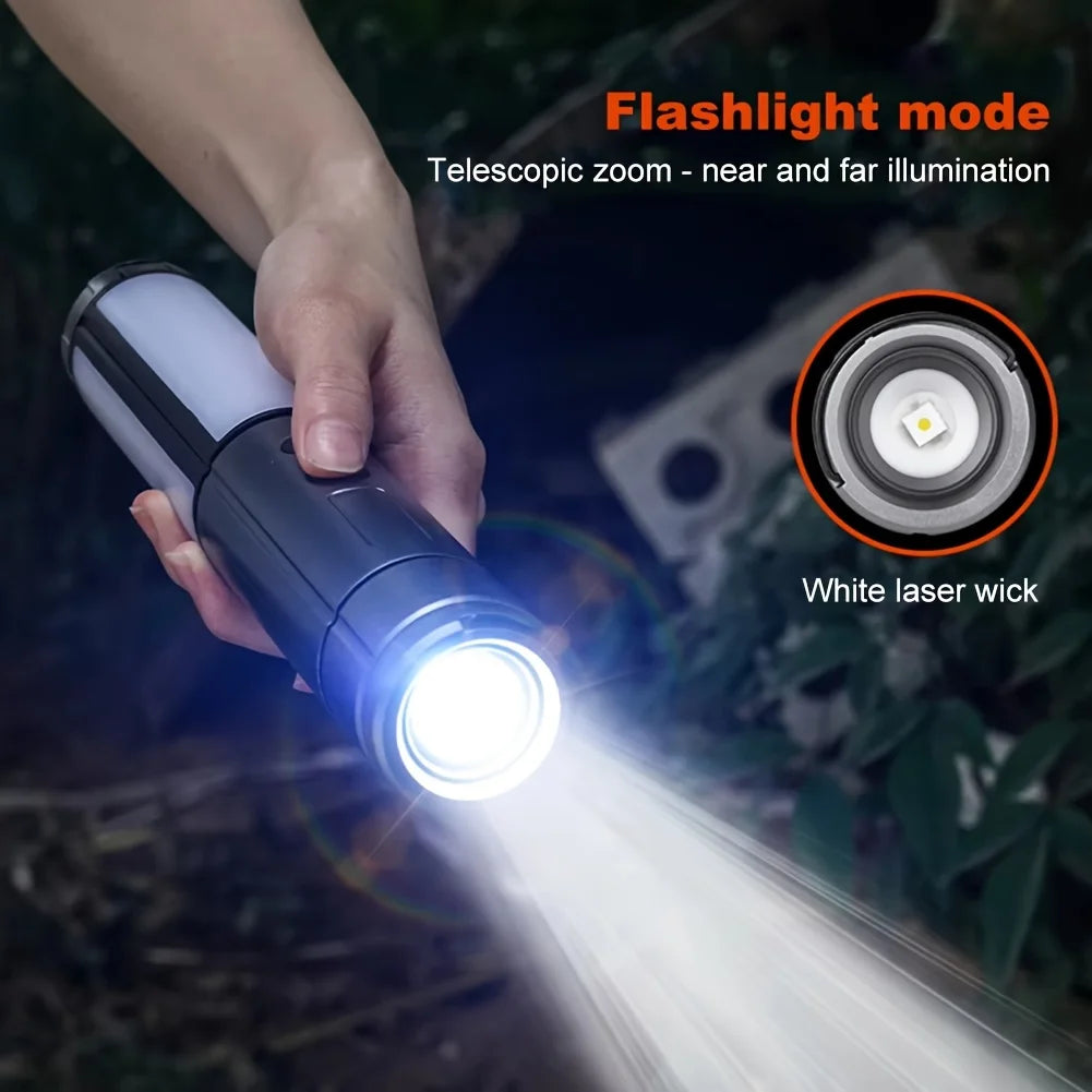 Foldable Camp Lantern with Power Bank - Telescopic Pole, USB Rechargeable