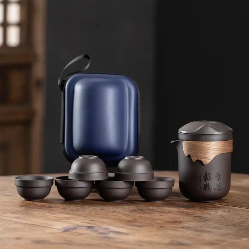 Portable Camp Tea Set — Purple Clay, 6 Cups