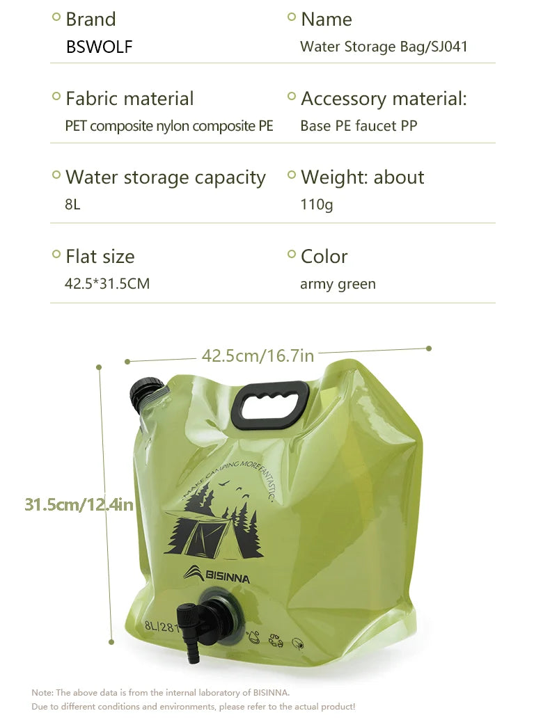 Collapsible Camp Water Storage Bag — 8L